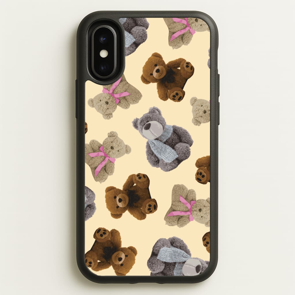 Assortment Of Teddies Pattern - Clean Girl Aesthetic Phone Case for iPhone X / XS