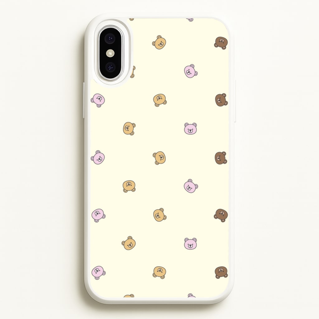 Miniature Teddy Bear Faces Pattern - Clean Girl Aesthetic Phone Case for iPhone XS Max
