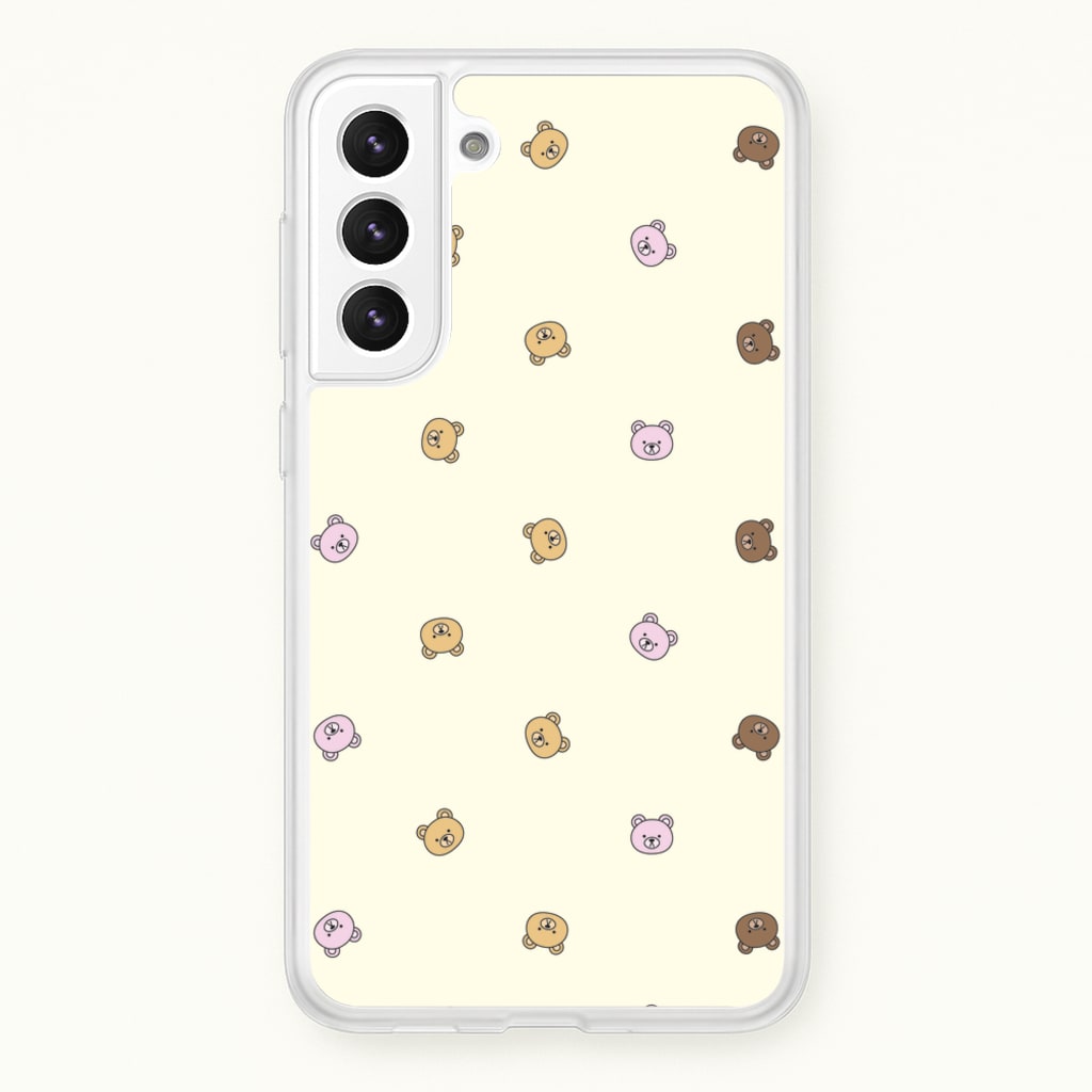 Miniature Teddy Bear Faces Pattern - Clean Girl Aesthetic Phone Case for Galaxy S22 Plus