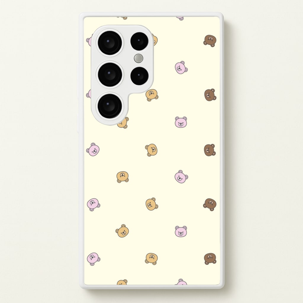 Miniature Teddy Bear Faces Pattern - Clean Girl Aesthetic Phone Case for Galaxy S24 Ultra