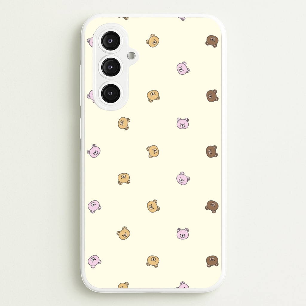 Miniature Teddy Bear Faces Pattern - Clean Girl Aesthetic Phone Case for Galaxy S23FE