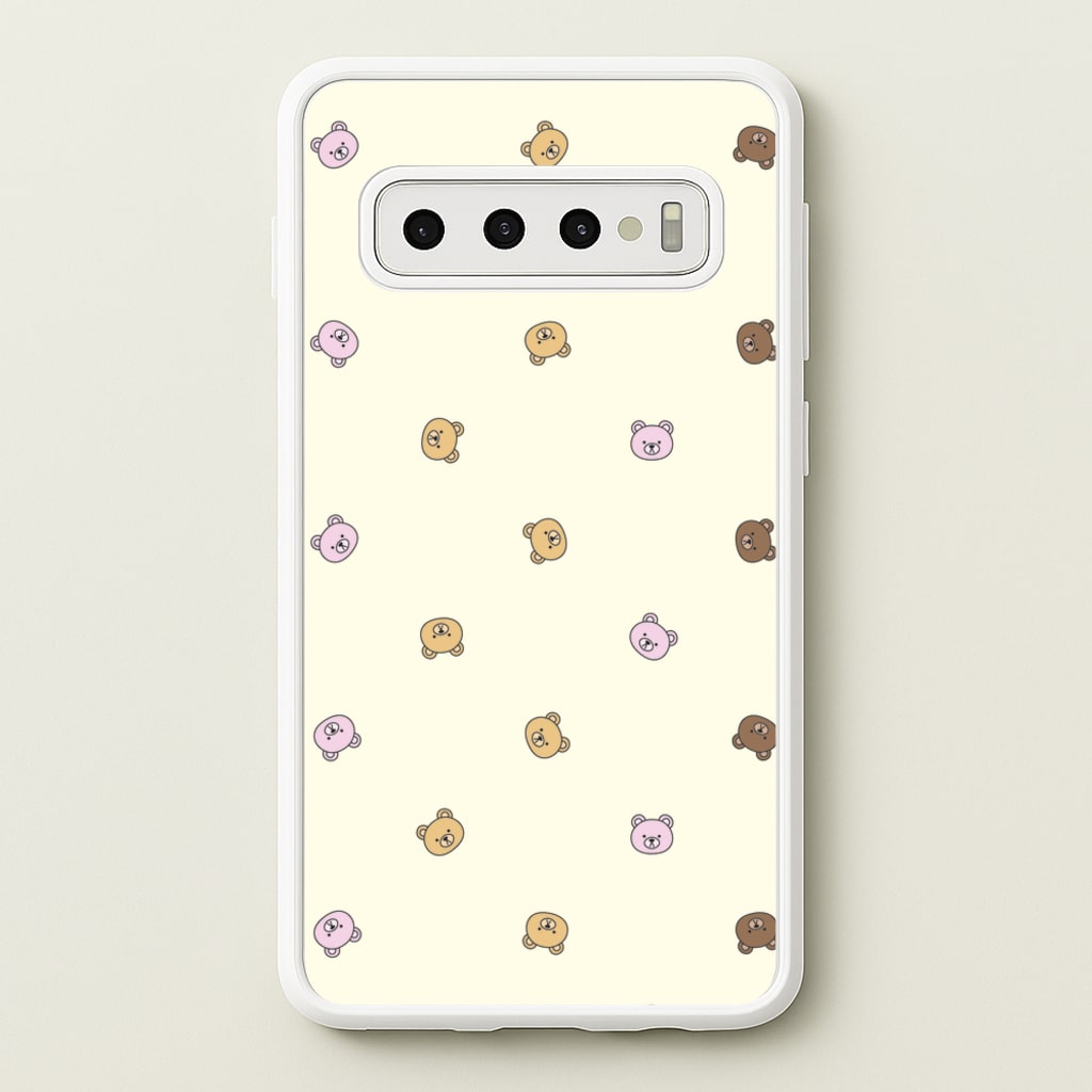 Miniature Teddy Bear Faces Pattern - Clean Girl Aesthetic Phone Case for Galaxy S10 Plus