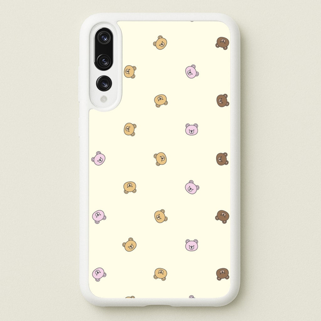Miniature Teddy Bear Faces Pattern - Clean Girl Aesthetic Phone Case for Huawei P20 Pro