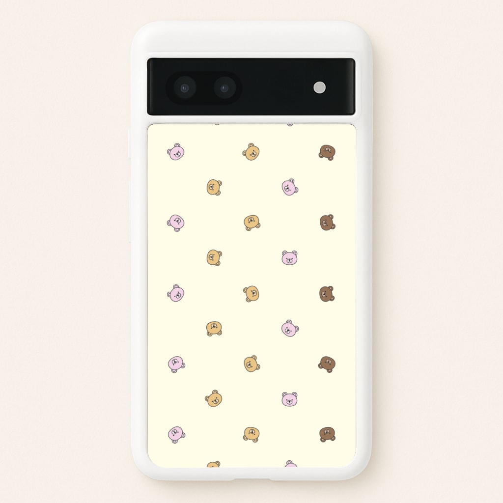 Miniature Teddy Bear Faces Pattern - Clean Girl Aesthetic Phone Case for Google Pixel 7a