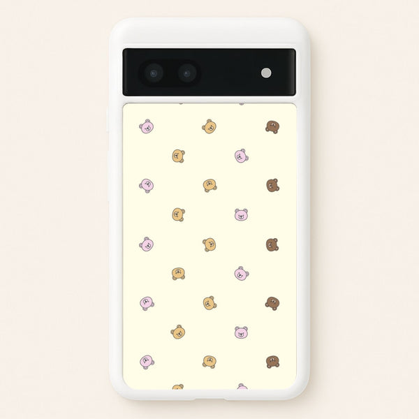 Miniature Teddy Bear Faces Pattern - Clean Girl Aesthetic Phone Case for Google Pixel 7a