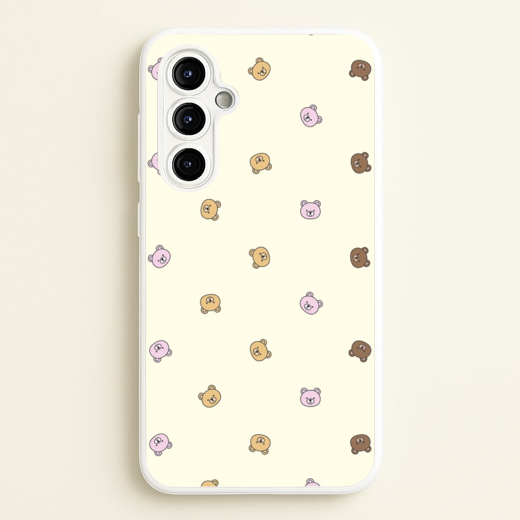 Miniature Teddy Bear Faces Pattern - Clean Girl Aesthetic Phone Case for Galaxy A54