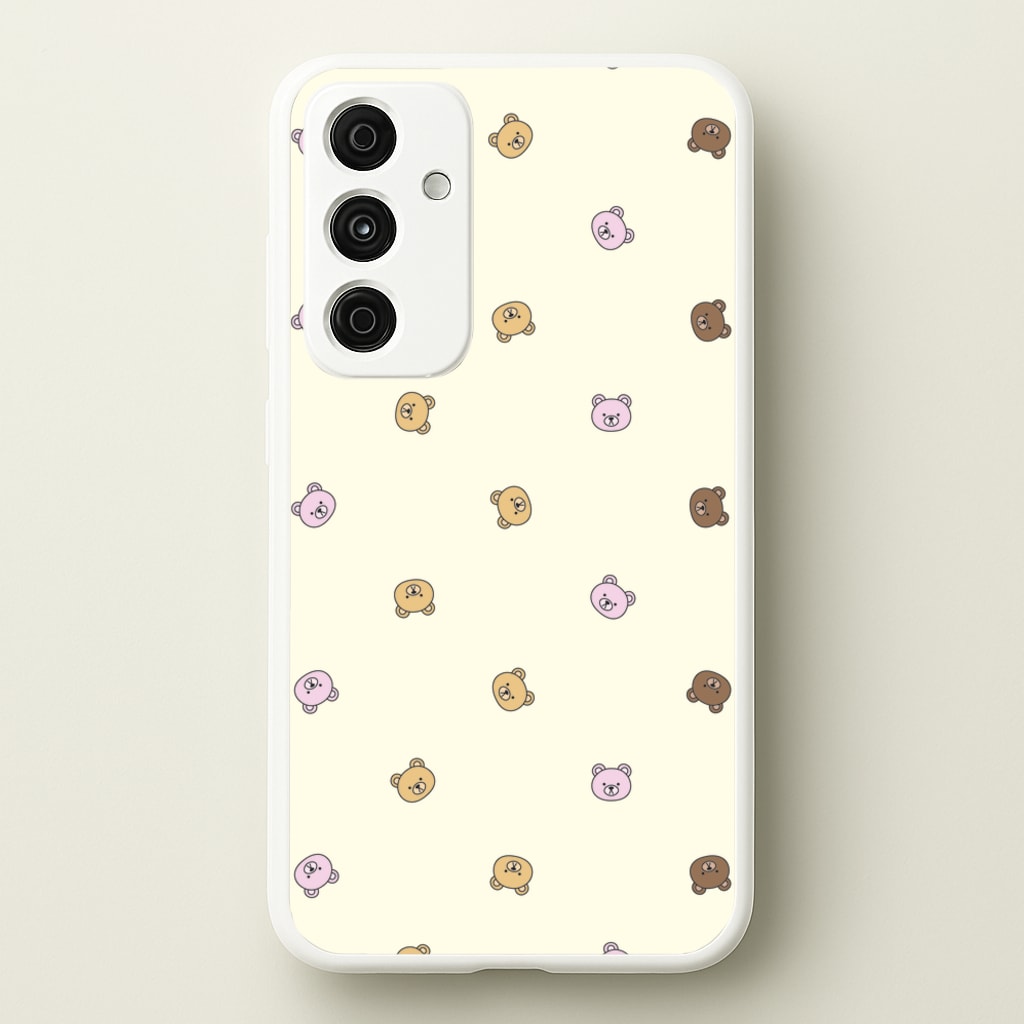 Miniature Teddy Bear Faces Pattern - Clean Girl Aesthetic Phone Case for Galaxy A55