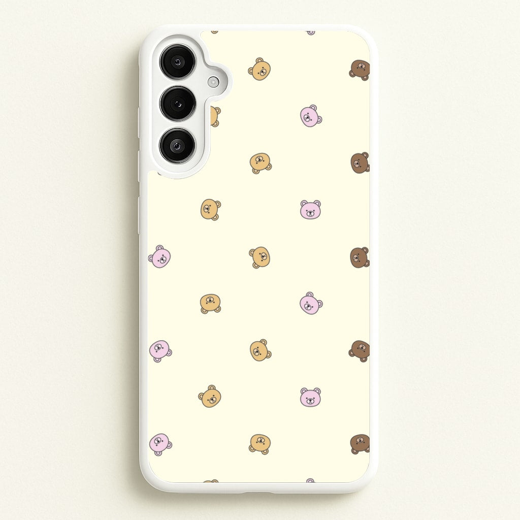 Miniature Teddy Bear Faces Pattern - Clean Girl Aesthetic Phone Case for Galaxy A36