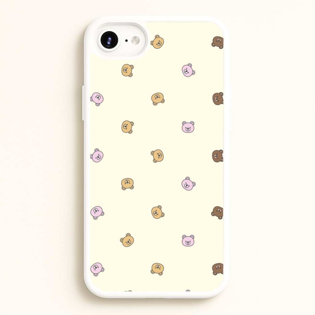 Miniature Teddy Bear Faces Pattern - Clean Girl Aesthetic Phone Case for iPhone 6 / 7 / 8 / SE