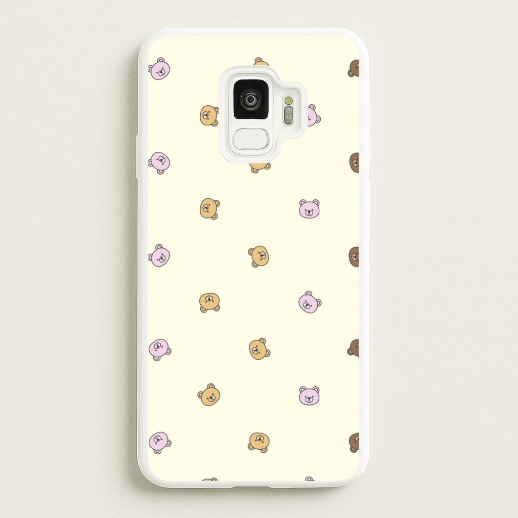 Miniature Teddy Bear Faces Pattern - Clean Girl Aesthetic Phone Case for Galaxy S9