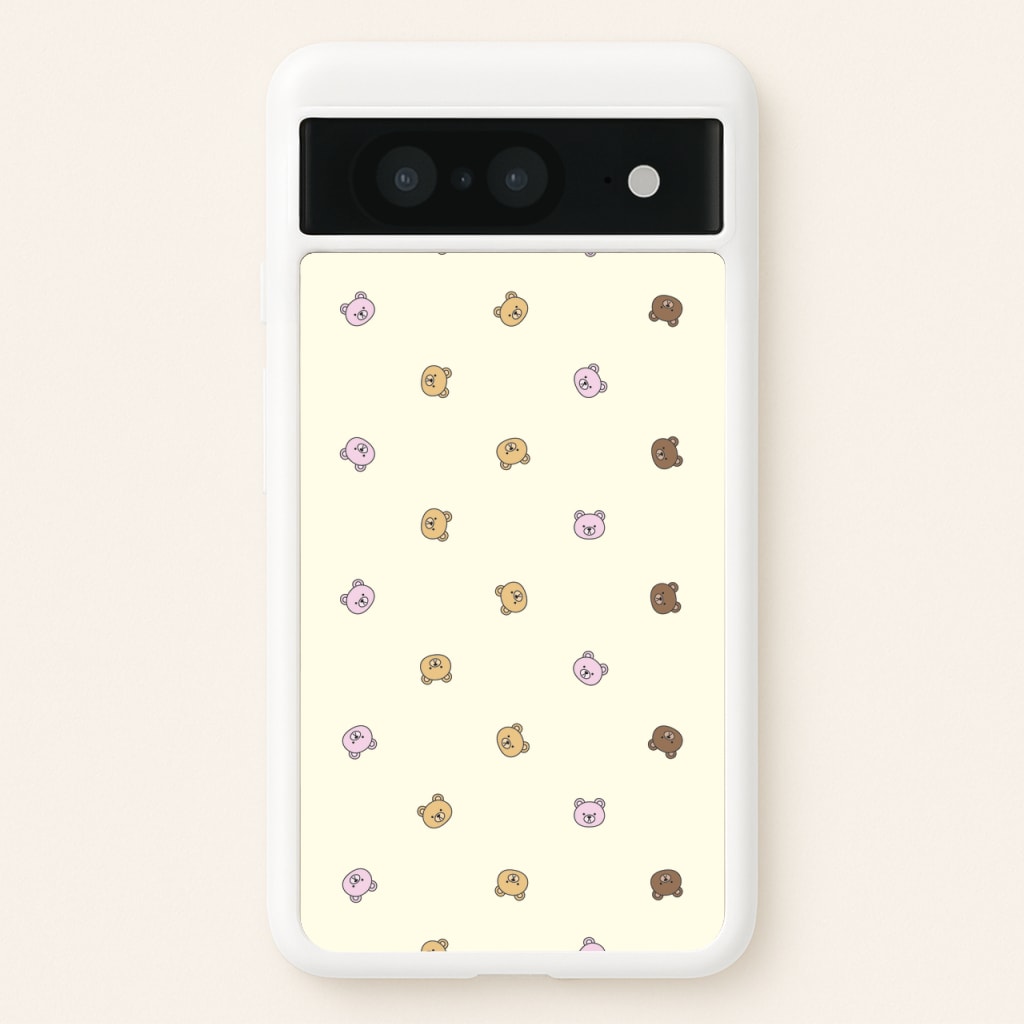 Miniature Teddy Bear Faces Pattern - Clean Girl Aesthetic Phone Case for Google Pixel 8
