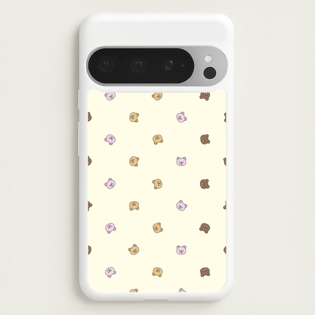 Miniature Teddy Bear Faces Pattern - Clean Girl Aesthetic Phone Case for Google Pixel 9 Pro XL