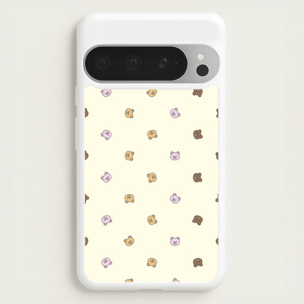 Miniature Teddy Bear Faces Pattern - Clean Girl Aesthetic Phone Case for Google Pixel 9 Pro XL