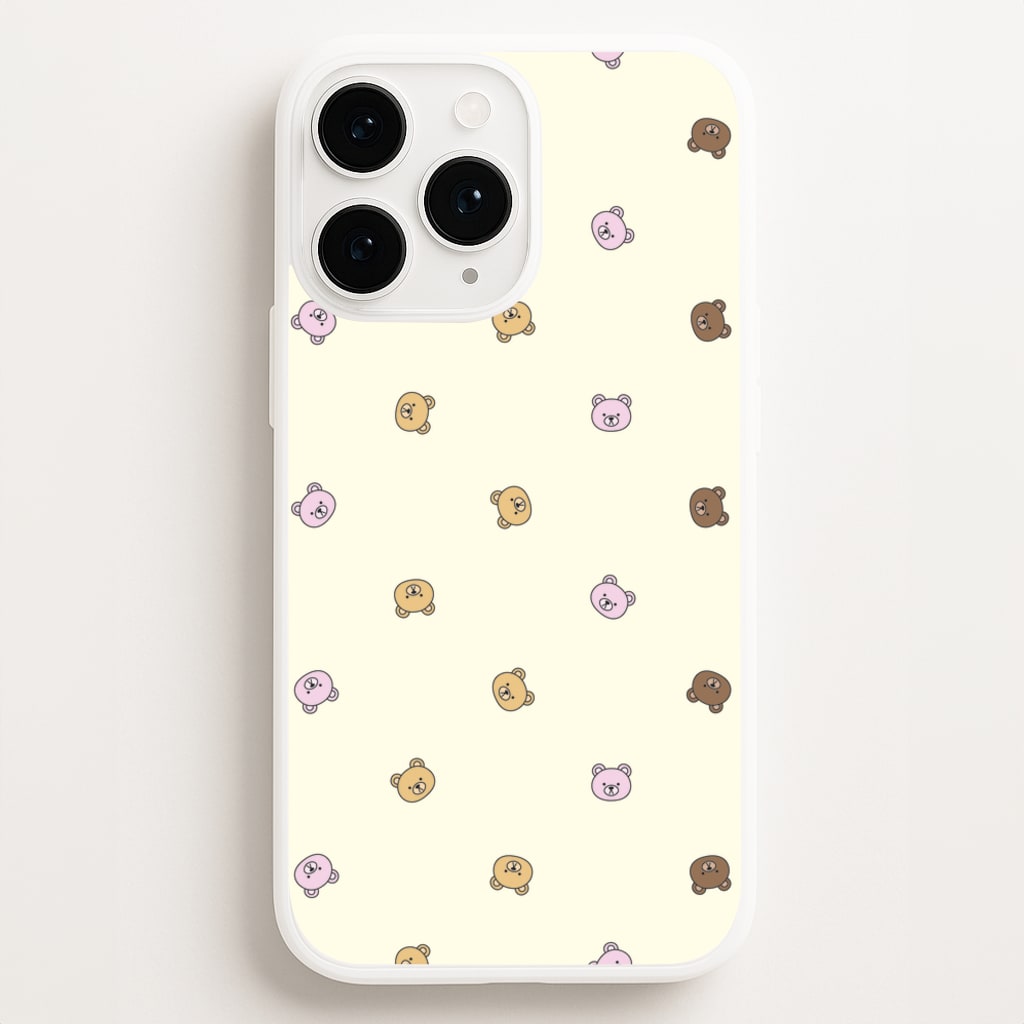 Miniature Teddy Bear Faces Pattern - Clean Girl Aesthetic Phone Case for iPhone 12 Pro Max