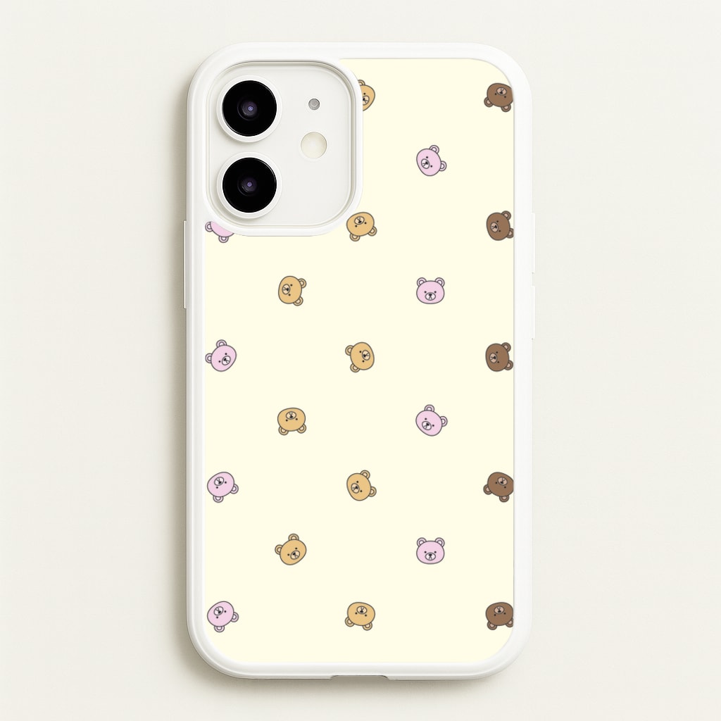 Miniature Teddy Bear Faces Pattern - Clean Girl Aesthetic Phone Case for iPhone 12 / 12 Pro