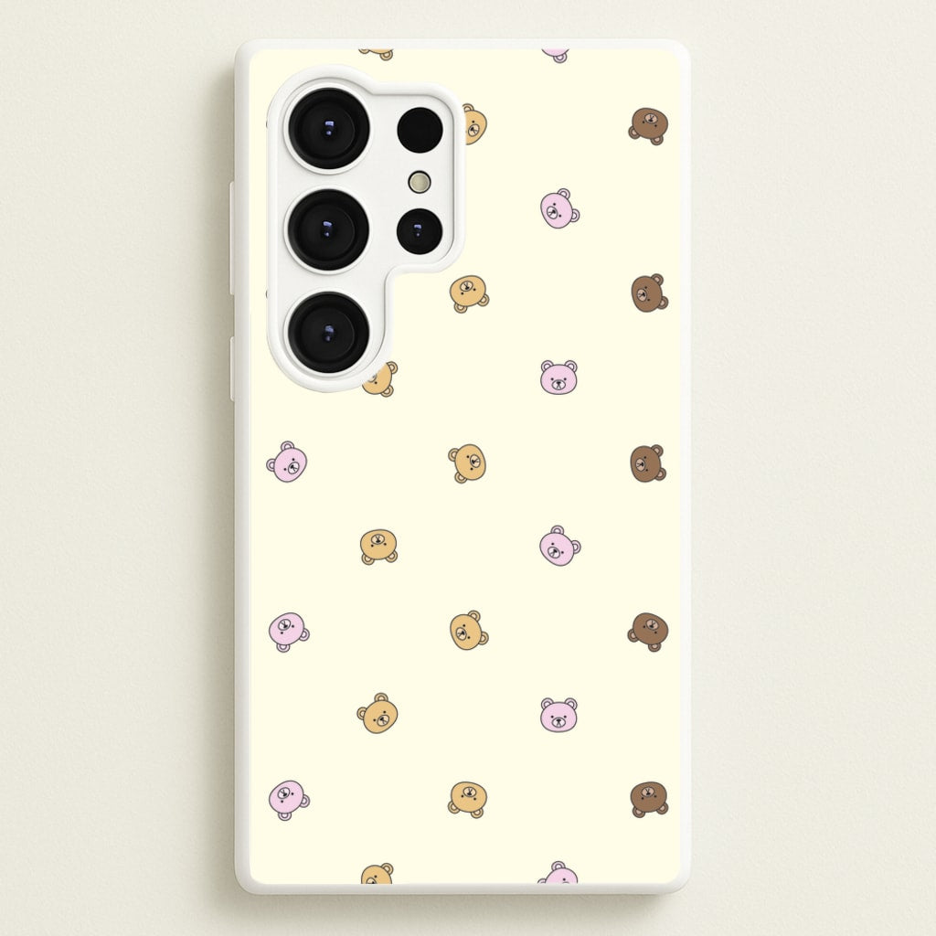Miniature Teddy Bear Faces Pattern - Clean Girl Aesthetic Phone Case for Galaxy S25 Ultra