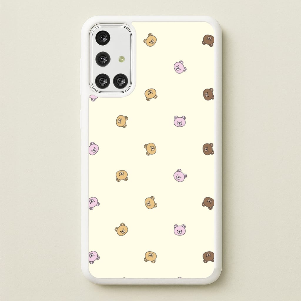 Miniature Teddy Bear Faces Pattern - Clean Girl Aesthetic Phone Case for Galaxy A71