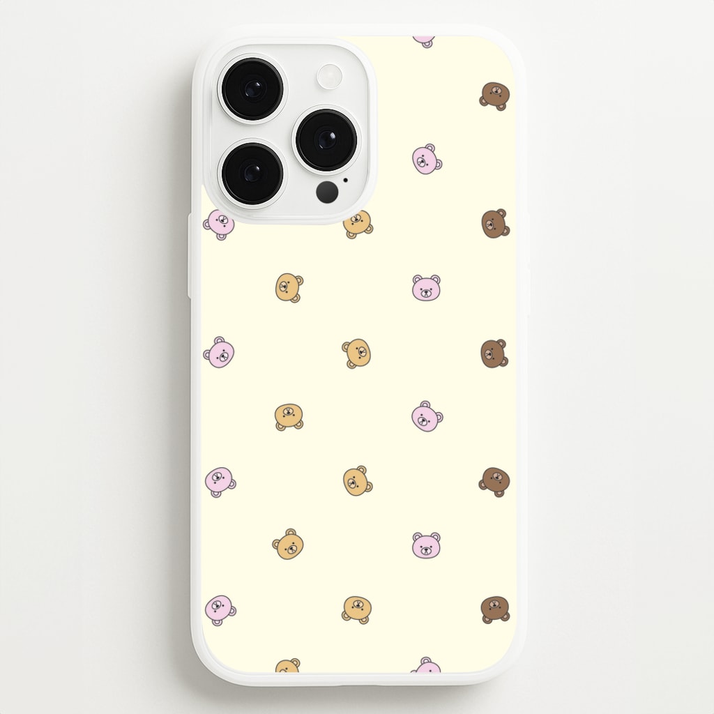 Miniature Teddy Bear Faces Pattern - Clean Girl Aesthetic Phone Case for iPhone 13 Pro Max