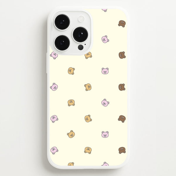 Miniature Teddy Bear Faces Pattern - Clean Girl Aesthetic Phone Case for iPhone 13 Pro Max