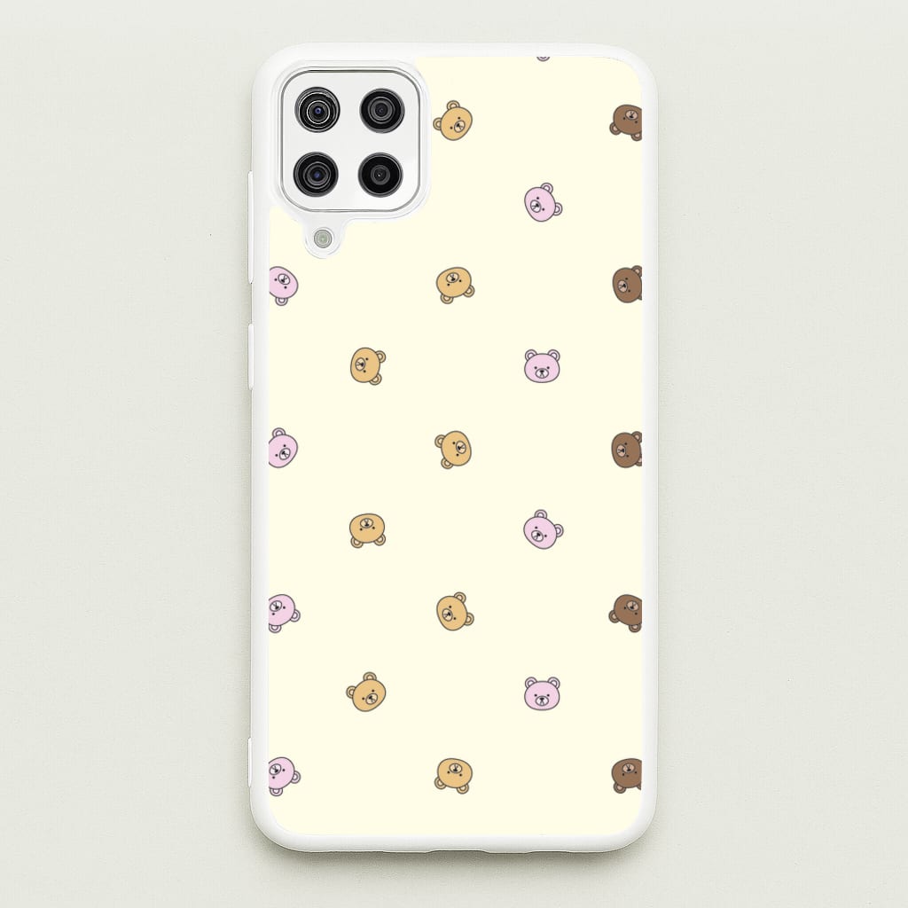 Miniature Teddy Bear Faces Pattern - Clean Girl Aesthetic Phone Case for Galaxy A12