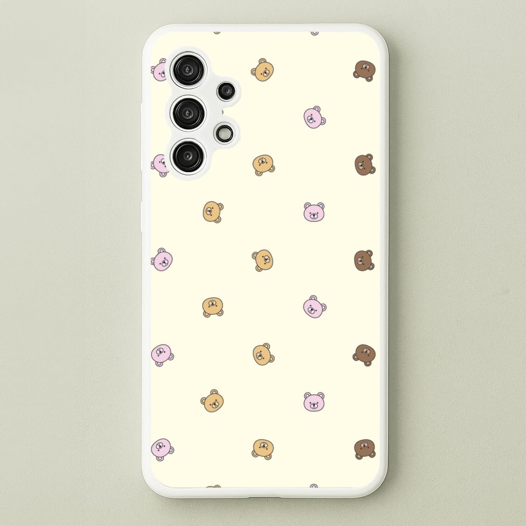Miniature Teddy Bear Faces Pattern - Clean Girl Aesthetic Phone Case for Galaxy A13