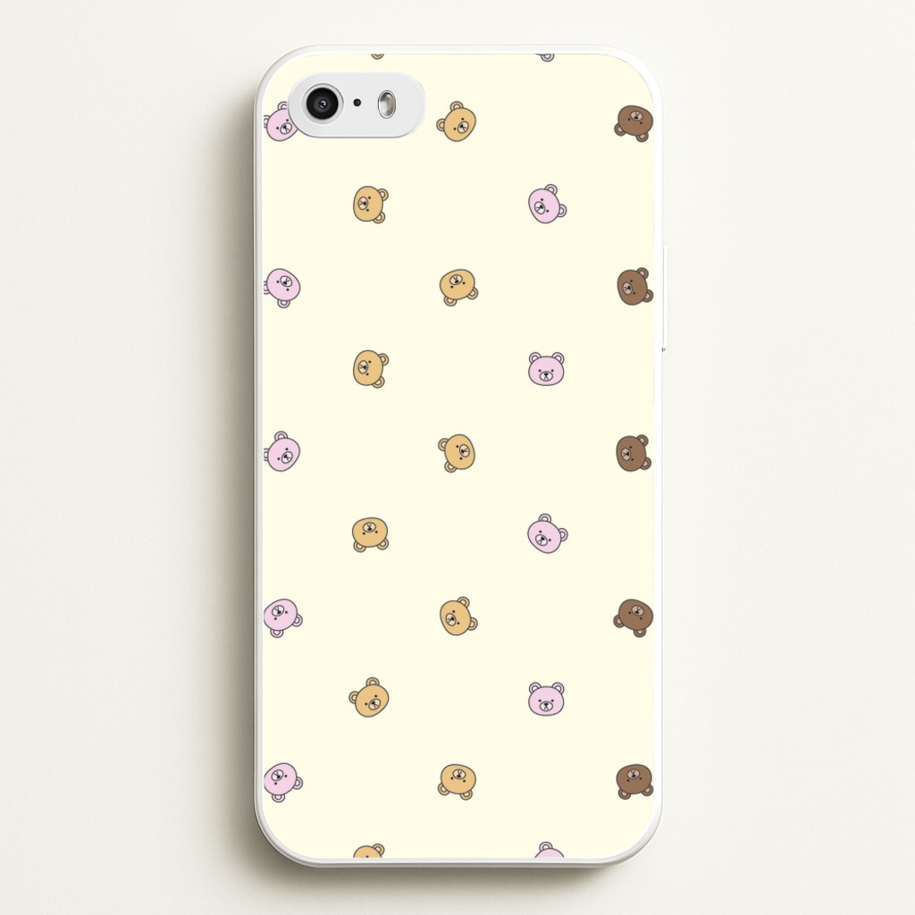Miniature Teddy Bear Faces Pattern - Clean Girl Aesthetic Phone Case for iPhone 5 / 5s / SE 2016
