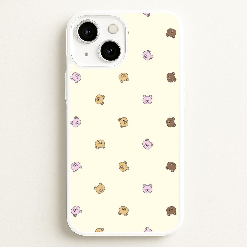 Miniature Teddy Bear Faces Pattern - Clean Girl Aesthetic Phone Case for iPhone 13