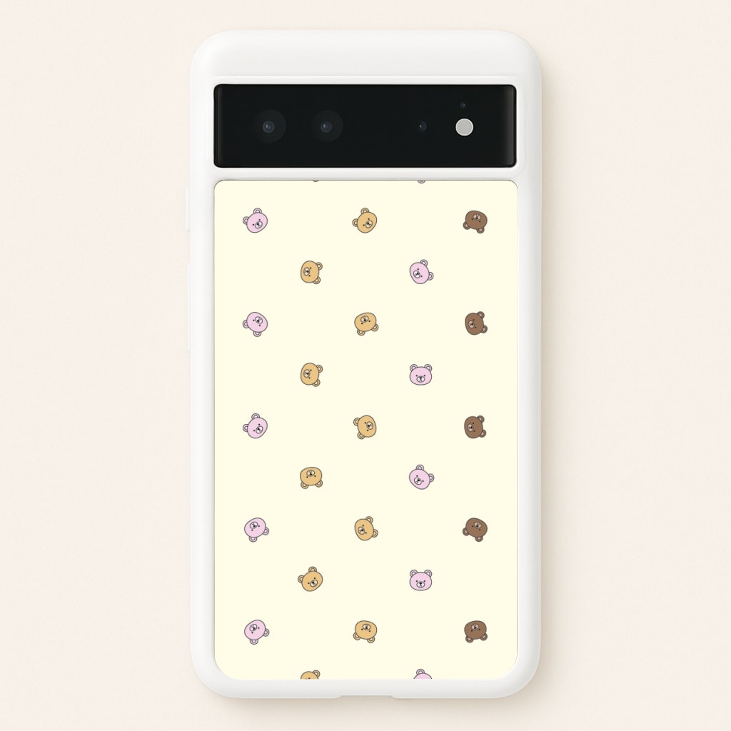Miniature Teddy Bear Faces Pattern - Clean Girl Aesthetic Phone Case for Google Pixel 6