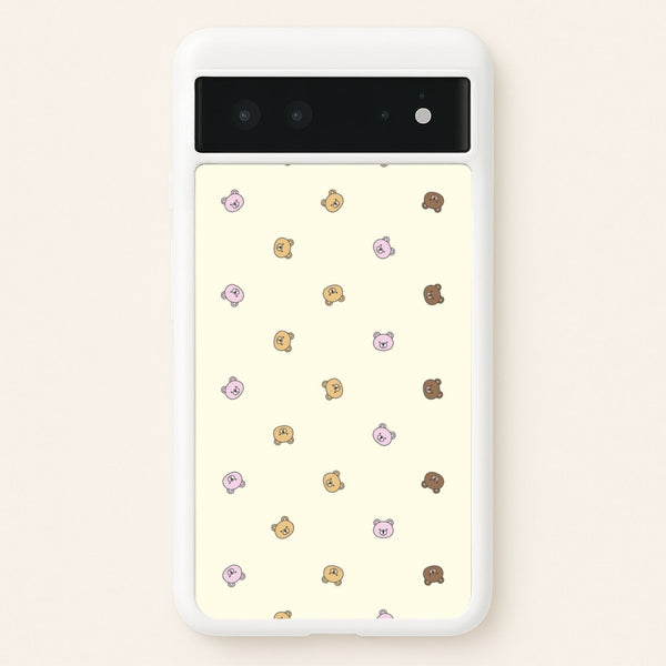 Miniature Teddy Bear Faces Pattern - Clean Girl Aesthetic Phone Case for Google Pixel 6