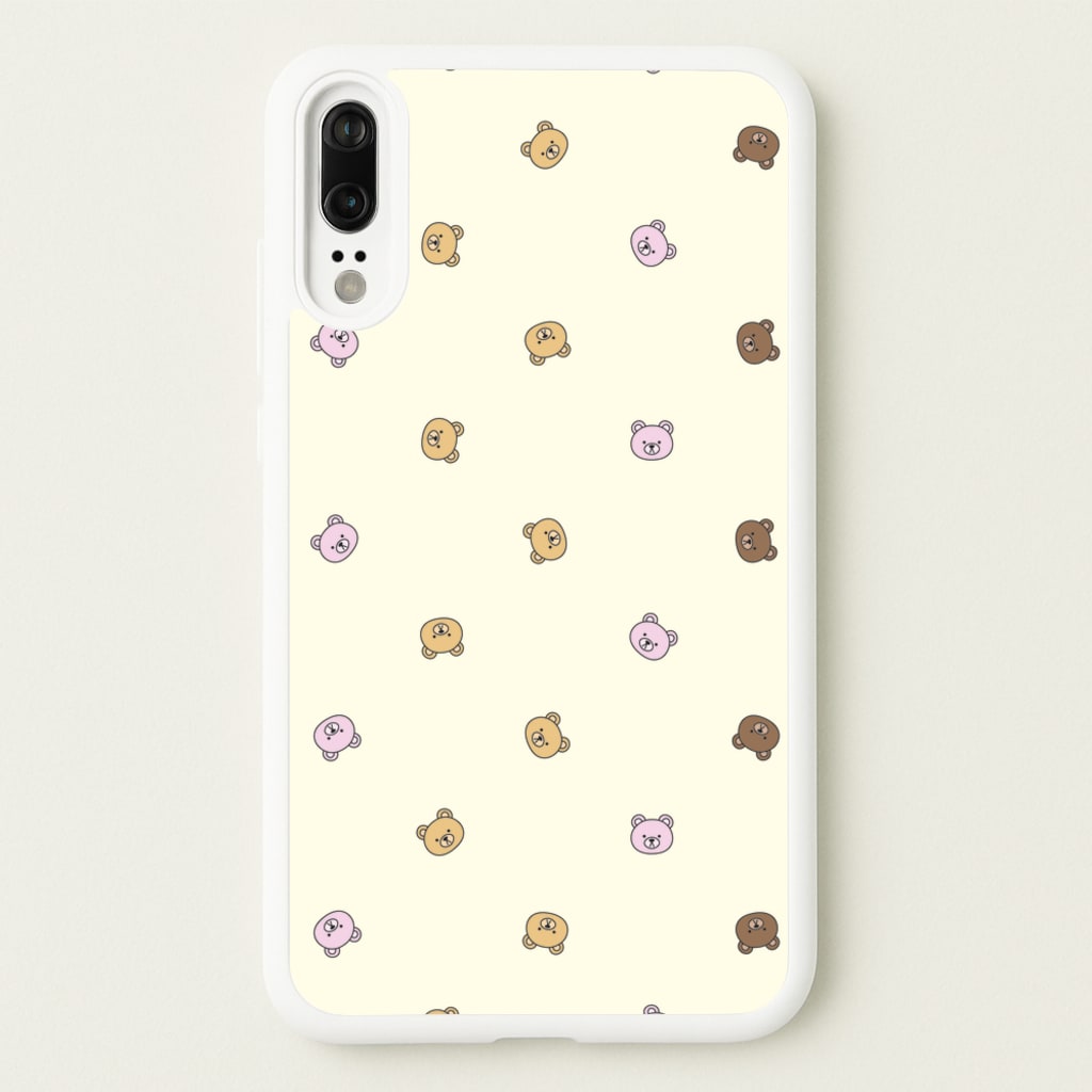 Miniature Teddy Bear Faces Pattern - Clean Girl Aesthetic Phone Case for Huawei P20
