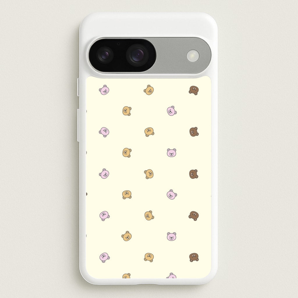 Miniature Teddy Bear Faces Pattern - Clean Girl Aesthetic Phone Case for Google Pixel 9 / 9 Pro