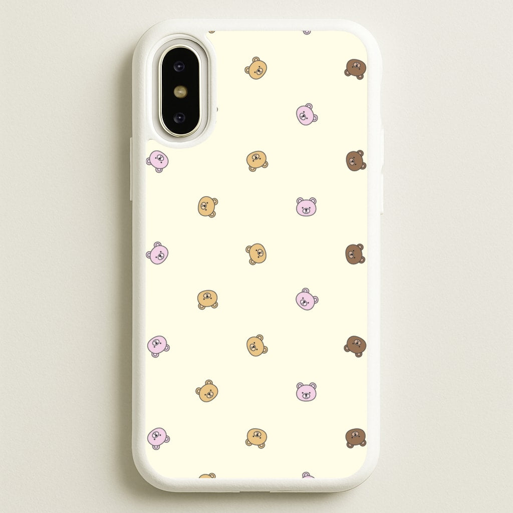 Miniature Teddy Bear Faces Pattern - Clean Girl Aesthetic Phone Case for iPhone X / XS
