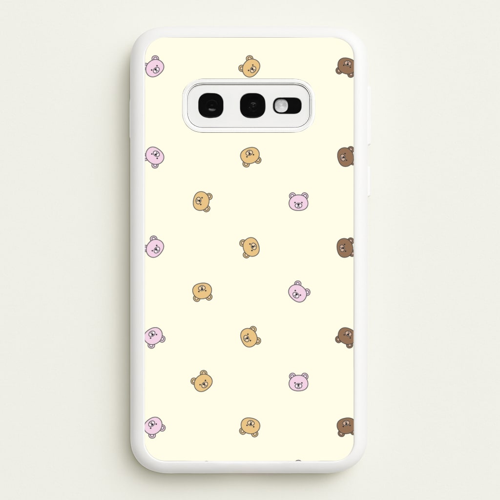Miniature Teddy Bear Faces Pattern - Clean Girl Aesthetic Phone Case for Galaxy S10e