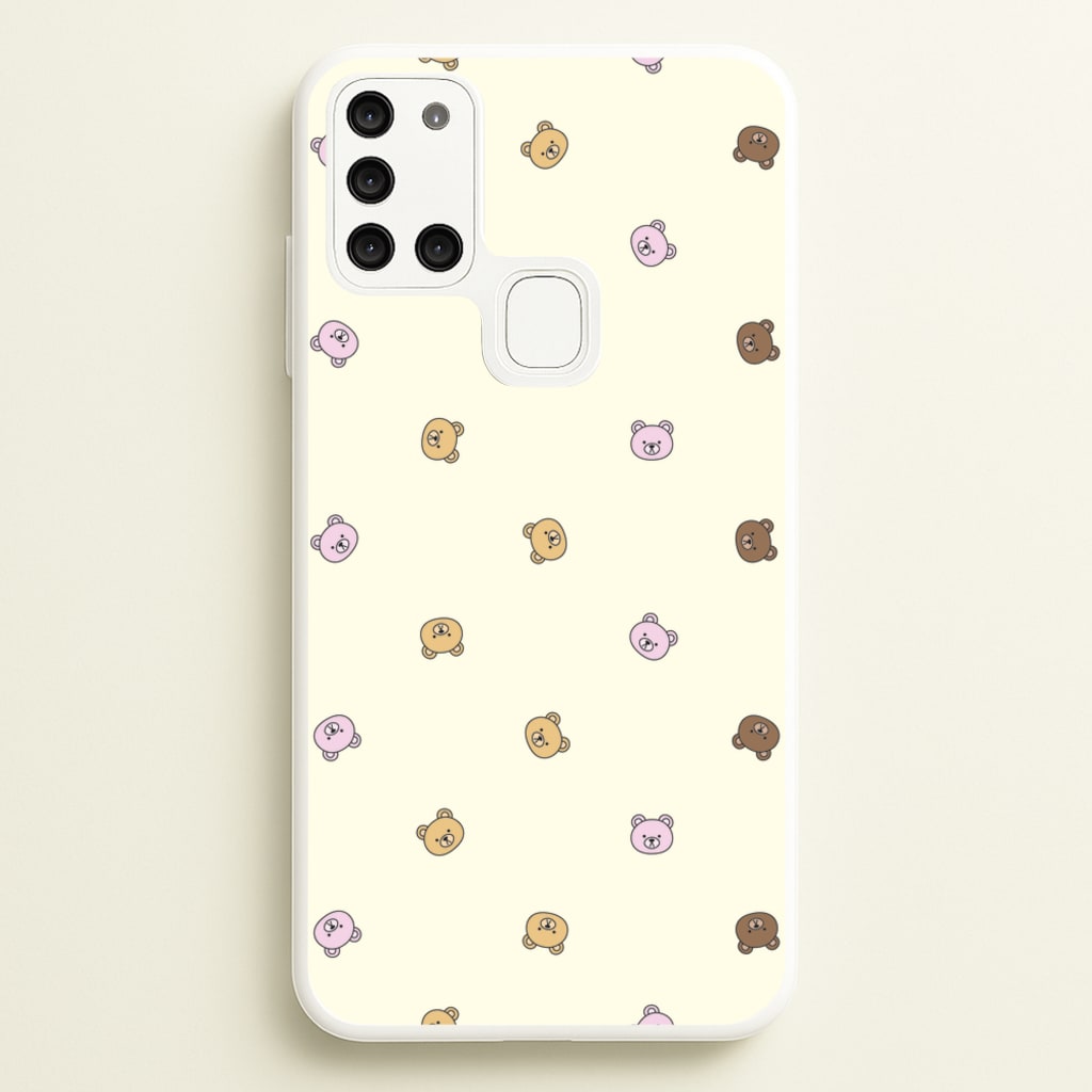 Miniature Teddy Bear Faces Pattern - Clean Girl Aesthetic Phone Case for Galaxy A21s