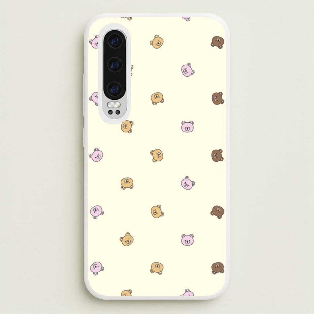 Miniature Teddy Bear Faces Pattern - Clean Girl Aesthetic Phone Case for Huawei P30