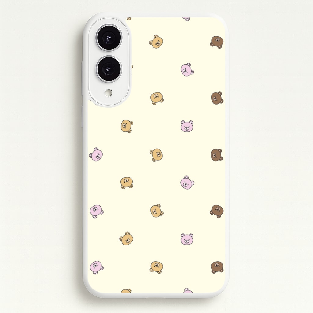 Miniature Teddy Bear Faces Pattern - Clean Girl Aesthetic Phone Case for Galaxy S25 Edge