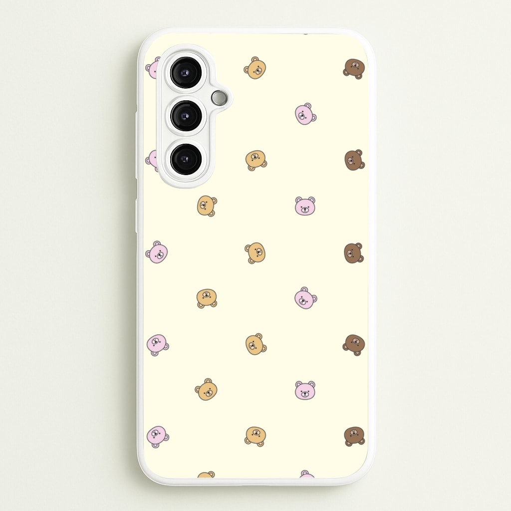 Miniature Teddy Bear Faces Pattern - Clean Girl Aesthetic Phone Case for Galaxy A14
