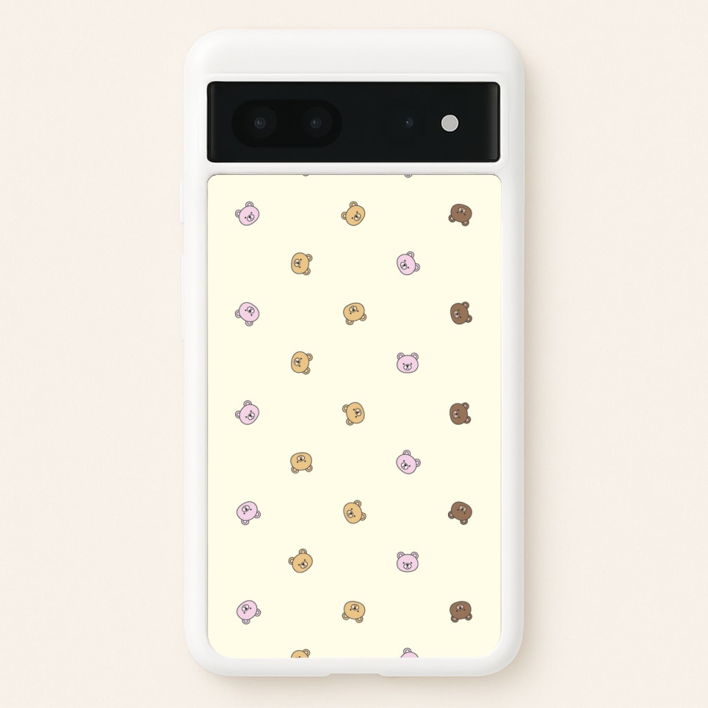 Miniature Teddy Bear Faces Pattern - Clean Girl Aesthetic Phone Case for Google Pixel 7