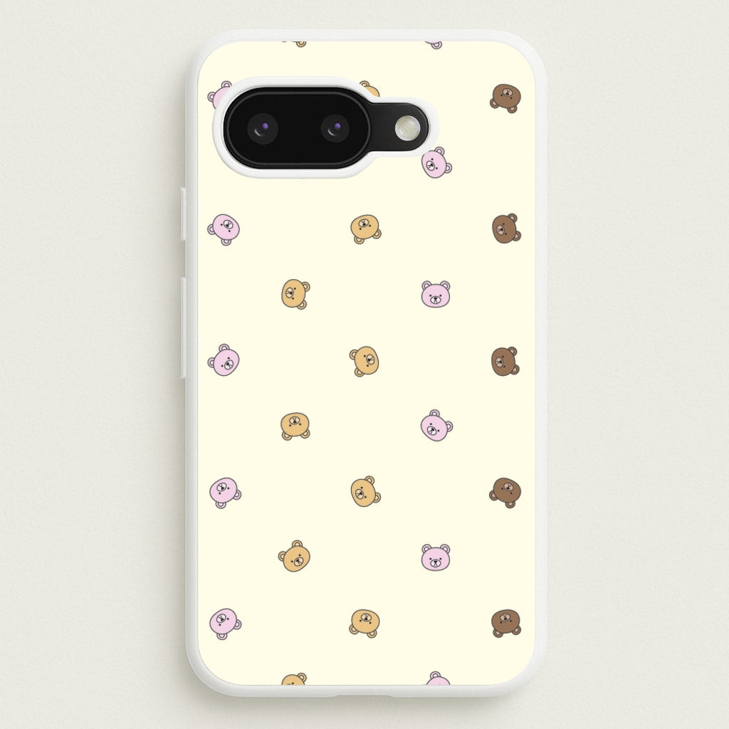 Miniature Teddy Bear Faces Pattern - Clean Girl Aesthetic Phone Case for Google Pixel 9a