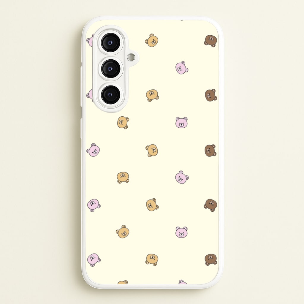 Miniature Teddy Bear Faces Pattern - Clean Girl Aesthetic Phone Case for Galaxy A16