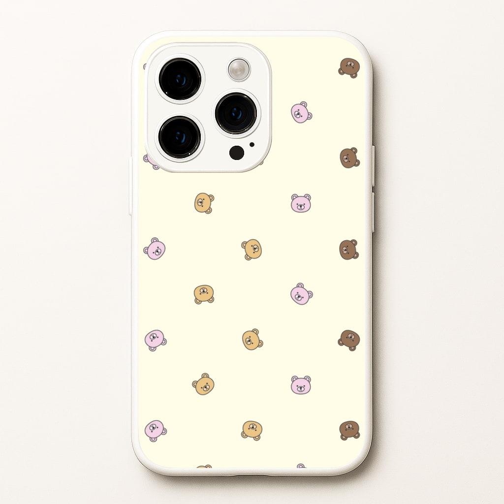 Miniature Teddy Bear Faces Pattern - Clean Girl Aesthetic Phone Case for iPhone 14 Pro