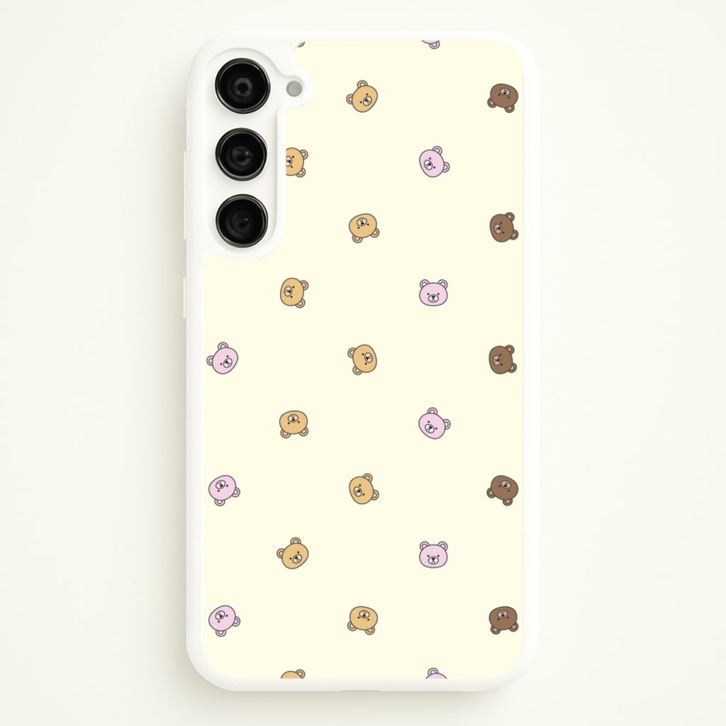 Miniature Teddy Bear Faces Pattern - Clean Girl Aesthetic Phone Case for Galaxy S23 Plus