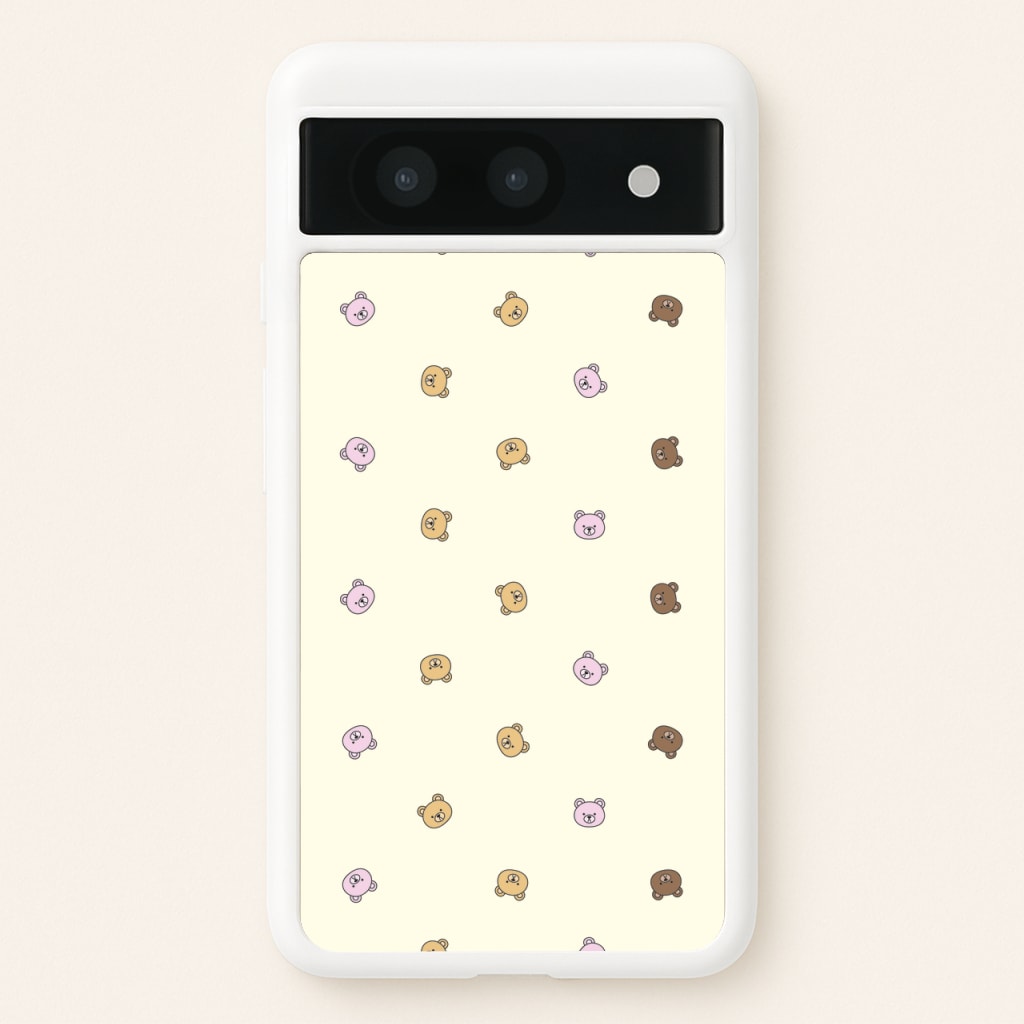 Miniature Teddy Bear Faces Pattern - Clean Girl Aesthetic Phone Case for Google Pixel 8a