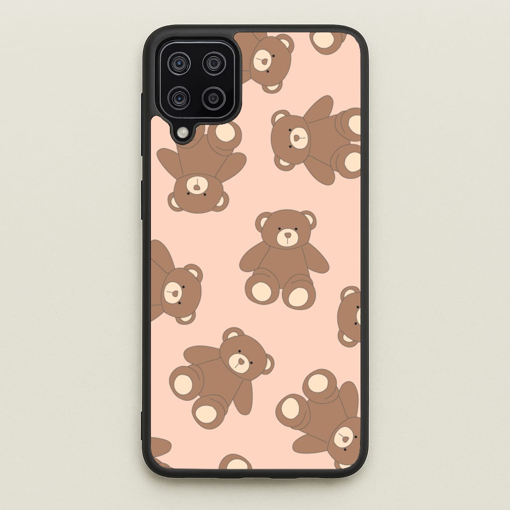 Cartoon Brown Bear Pattern - Clean Girl Aesthetic Phone Case for Galaxy A12