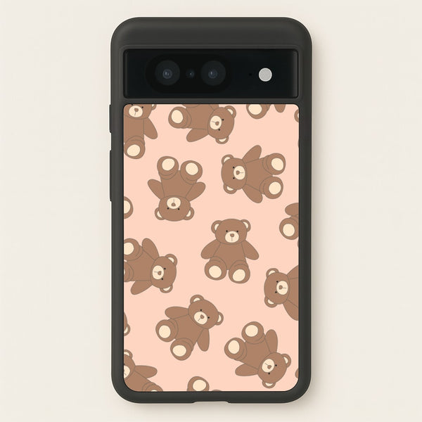 Cartoon Brown Bear Pattern - Clean Girl Aesthetic Phone Case for Google Pixel 8