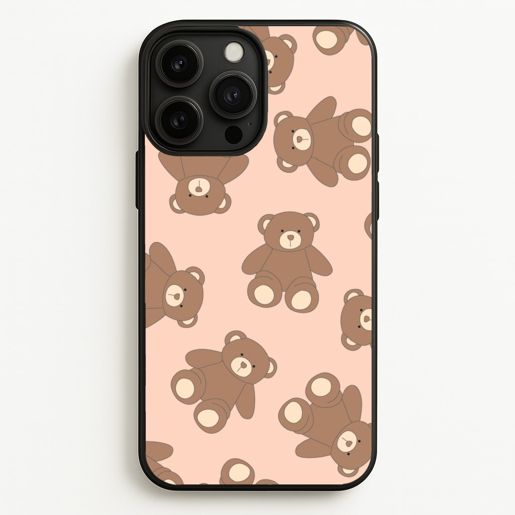 Cartoon Brown Bear Pattern - Clean Girl Aesthetic Phone Case for iPhone 13 Pro Max