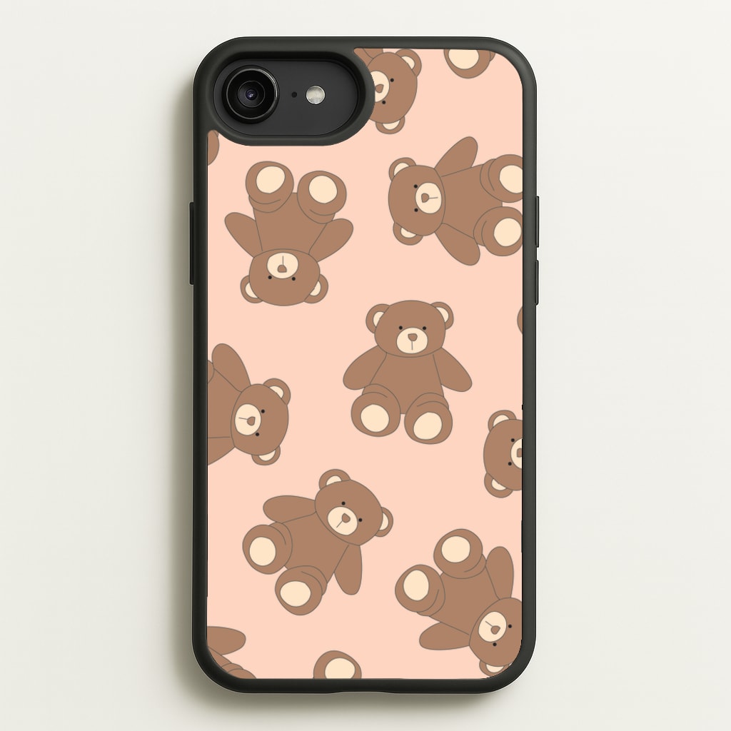 Cartoon Brown Bear Pattern - Clean Girl Aesthetic Phone Case for iPhone 6 Plus / 7 Plus / 8 Plus