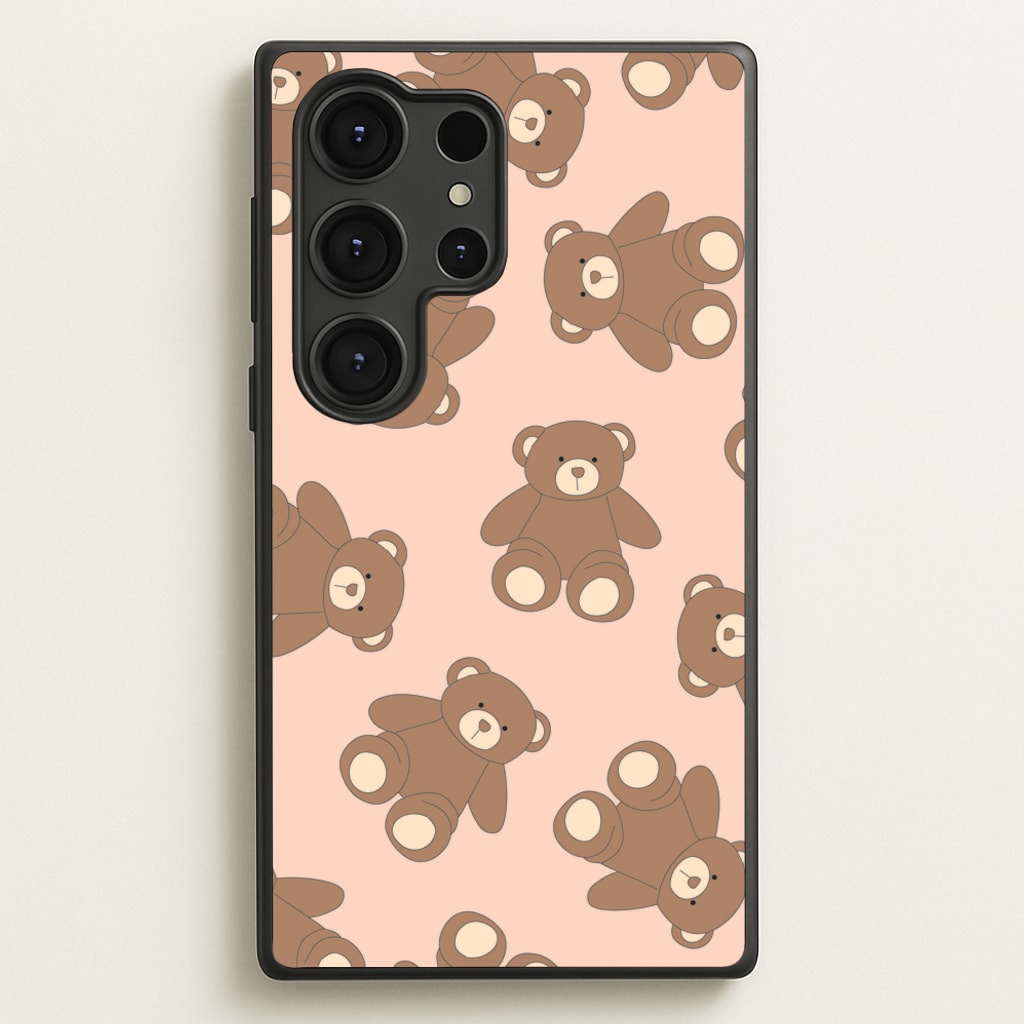 Cartoon Brown Bear Pattern - Clean Girl Aesthetic Phone Case for Galaxy S25 Ultra