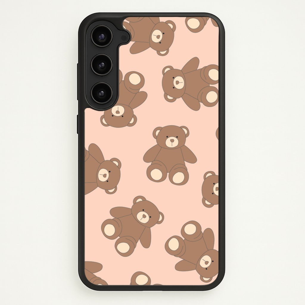 Cartoon Brown Bear Pattern - Clean Girl Aesthetic Phone Case for Galaxy S23