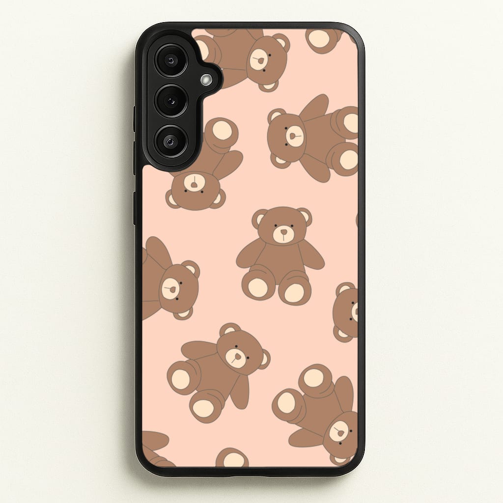 Cartoon Brown Bear Pattern - Clean Girl Aesthetic Phone Case for Galaxy A34